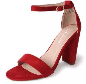 J. Adams Shirley Red Suede Block Heel Sandals Size 11